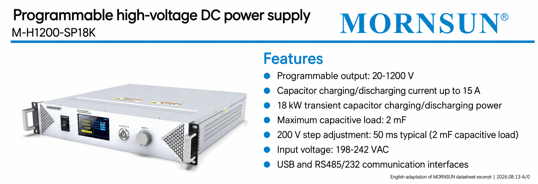 English adaptation of the M-H1200-SP18K datasheet excerpt