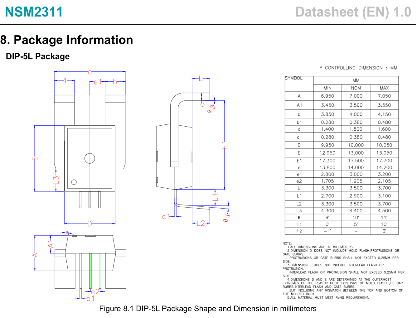 NOVOSENSE NSM2311 package dimensions